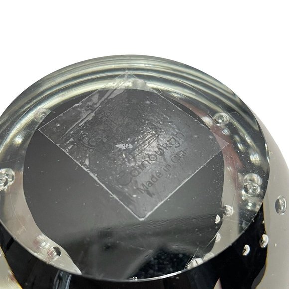 Vintage 1980s Edinburgh Art Glass Paperweight Bullicante Clear & Black Abstract - Picture 7 of 8